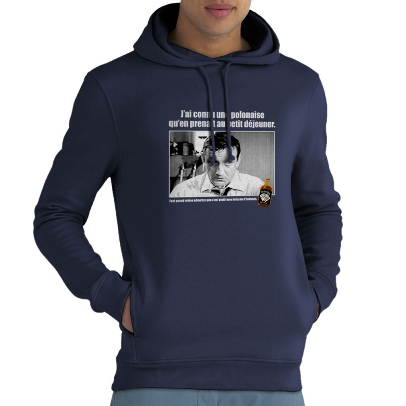 Sweat homme à capuche coton bio bleu marine Une polonaise (Films/Séries,Les Tontons Flingueurs)