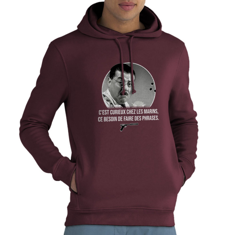 Sweat homme à capuche coton bio bordeaux Les marins (Gondrax,Films/Séries,Les Tontons Flingueurs)