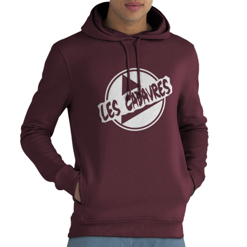 Sweat homme à capuche coton bio bordeaux Logo (Les Cadavres)