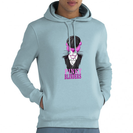 Sweat homme à capuche coton bio bleu ciel Pinky Blinders (Mr Mouton,Animaux,Films/Séries)