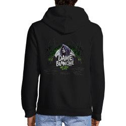 Sweat homme à capuche zippé noir Dame Blanche (Mélusine,Alcool)