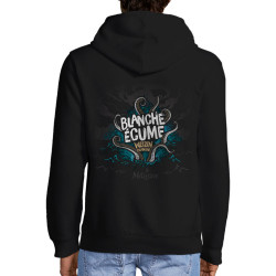 Sweat homme à capuche zippé noir Blanche Ecume (Mélusine,Alcool)