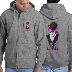 Sweat homme à capuche zippé gris chiné Pinky Blinders (Mr Mouton,Animaux,Films/Séries)