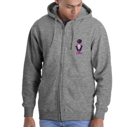 Sweat homme à capuche zippé gris chiné Pinky Blinders (Mr Mouton,Animaux,Films/Séries)