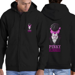 Sweat homme à capuche zippé noir Pinky Blinders (Mr Mouton,Animaux,Films/Séries)