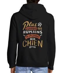 Sweat homme à capuche zippé noir Mon chien (Le Duc,Animaux,Slogans Débiles)