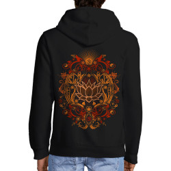Sweat homme à capuche zippé noir Lotus Blossom (Gondrax,Ethnique)