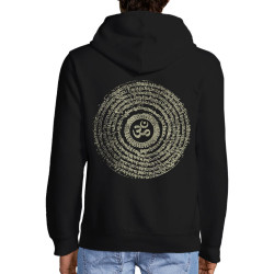 Sweat homme à capuche zippé noir Ohm Spiral (Ethnique,teufeur)
