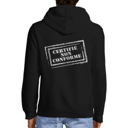 Sweat homme à capuche zippé noir Certifié non conforme (Gondrax,Slogans engagés)
