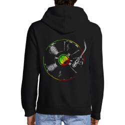 Sweat homme à capuche zippé noir Reggae Vinyl (Reggae)