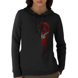 Sweat femme à capuche coton bio noir Diabolik - Punisher (Diabolik,Têtes de morts)