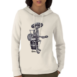Sweat femme à capuche coton bio naturel Santa Muerte - El Guitarrista (Santa Muerte,Têtes de morts,Rock & Punk)