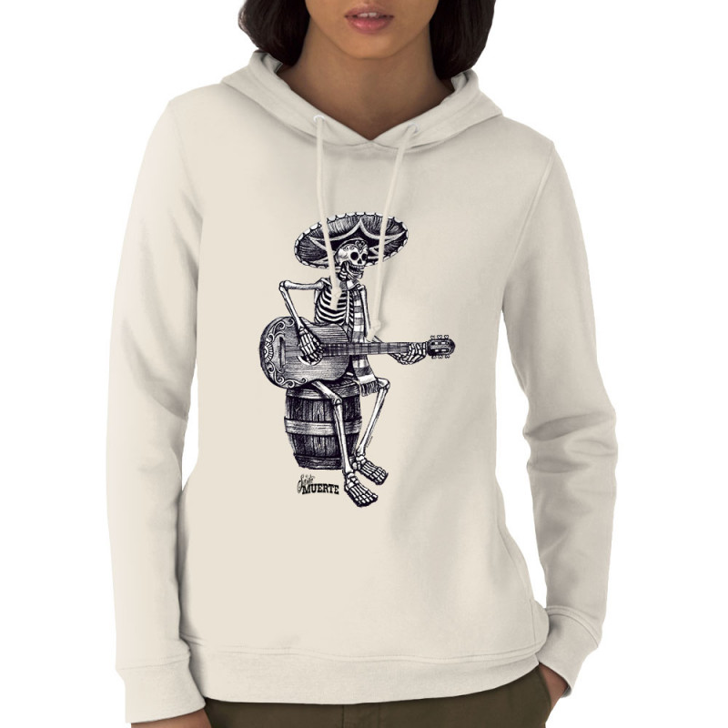 Sweat femme à capuche coton bio naturel Santa Muerte - El Guitarrista (Santa Muerte,Têtes de morts,Rock & Punk)
