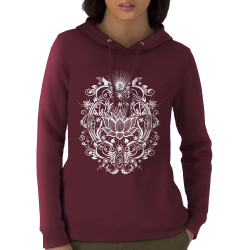 Sweat femme à capuche coton bio bordeaux Lotus Blossom (Gondrax,Ethnique)