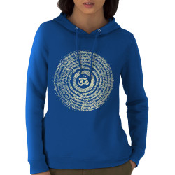 Sweat femme à capuche coton bio bleu royal Ohm Spiral (Ethnique,teufeur)