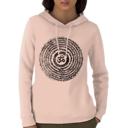 Sweat femme à capuche coton bio rose clair Ohm Spiral (Ethnique,teufeur)
