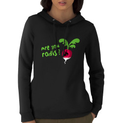 Sweat femme à capuche coton bio noir Are You Radis (Ted Boundy,Fruits & Légumes,Humour)