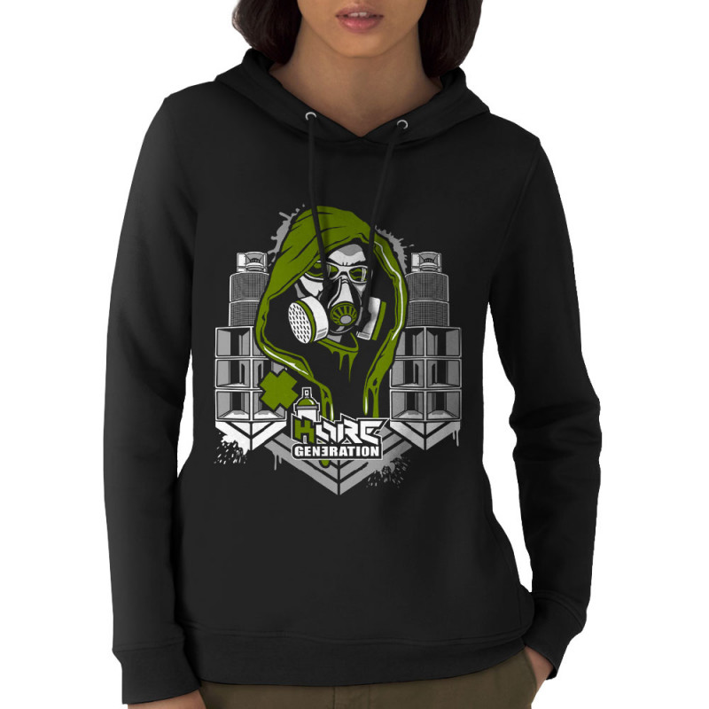 Sweat femme à capuche coton bio noir Kore Generation (E Cone,teufeur)