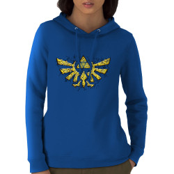 Sweat femme à capuche coton bio bleu royal Triforce Stone (Le Duc,Jeux Vidéo / Geek)
