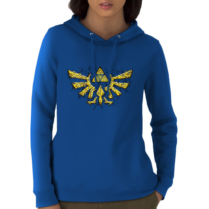 Sweat femme à capuche coton bio bleu royal Triforce Stone (Le Duc,Jeux Vidéo / Geek)