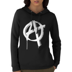 Sweat femme à capuche coton bio noir Anarchy (Gondrax,Slogans engagés,Rock & Punk)