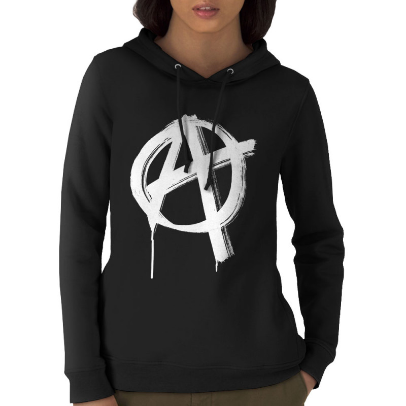 Sweat femme à capuche coton bio noir Anarchy (Gondrax,Slogans engagés,Rock & Punk)