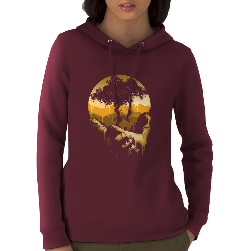 Sweat femme à capuche coton bio bordeaux Aide la nature (Ecologie,Amazon)