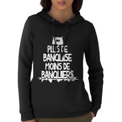 Sweat femme à capuche coton bio noir Plus de banquise (Gondrax,Slogans engagés,Ecologie)