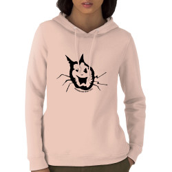 Sweat femme à capuche coton bio rose clair Washington Dead Cats - Old School Cat (Washington Dead Cats)