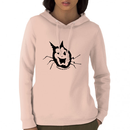 Sweat femme à capuche coton bio rose clair Washington Dead Cats - Old School Cat (Washington Dead Cats)