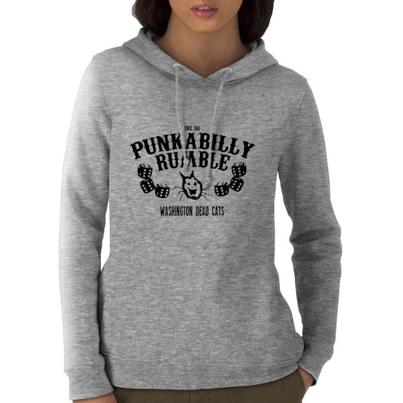 Sweat femme à capuche coton bio gris chiné Washington Dead Cats - Punkabilly Rumble (Washington Dead Cats)