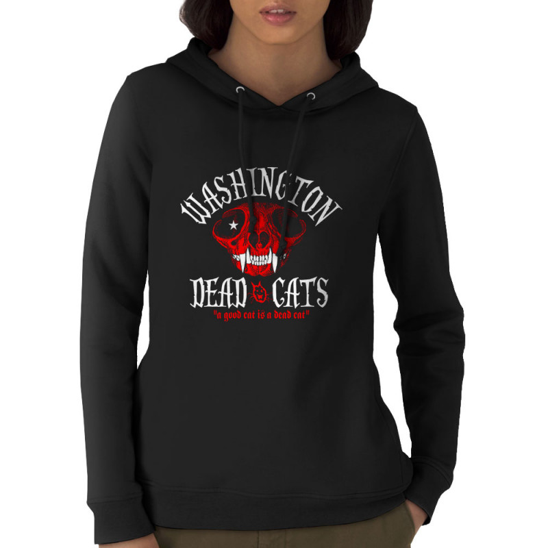 Sweat femme à capuche coton bio noir Washington Dead Cats - A Good Cat (Washington Dead Cats)