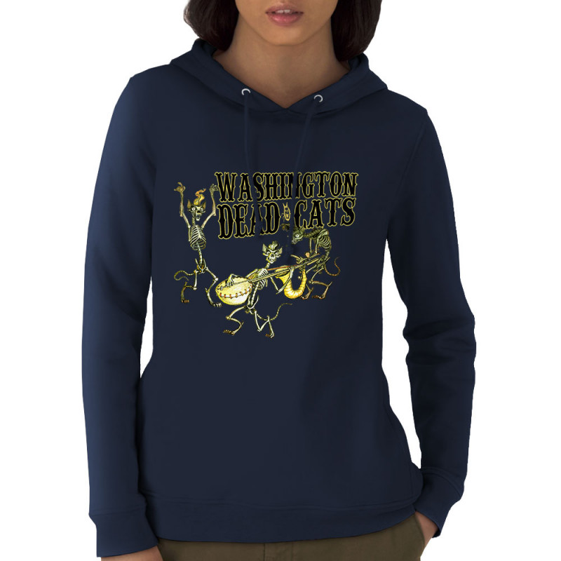 Sweat femme à capuche coton bio bleu marine Washington Dead Cats - Dead Cats Band (Washington Dead Cats)