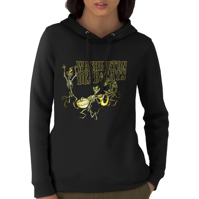 Sweat femme à capuche coton bio noir Washington Dead Cats - Dead Cats Band (Washington Dead Cats)