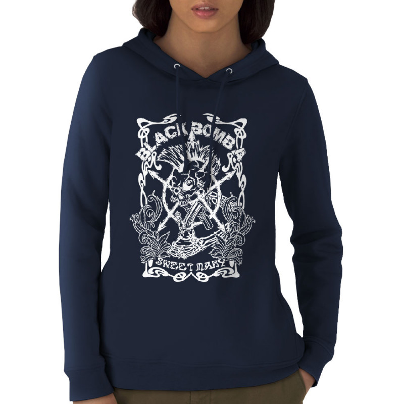 Sweat femme à capuche coton bio bleu marine Black Bomb A - Sweet Mary (Black Bomb A)