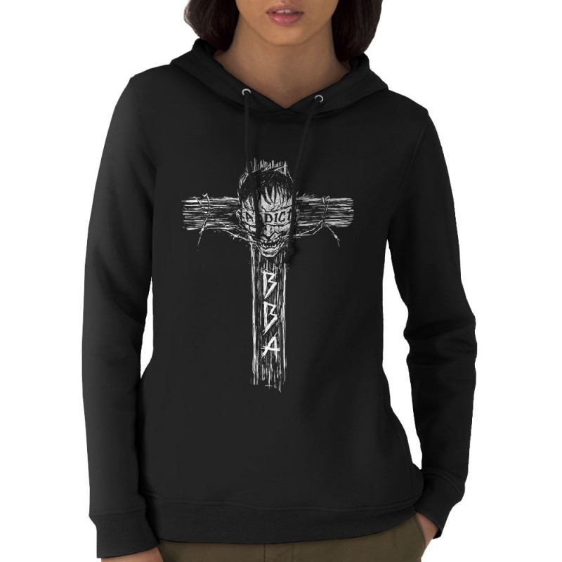 Sweat femme à capuche coton bio noir Black Bomb A - Addict (Black Bomb A)