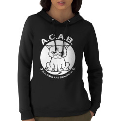 Sweat femme à capuche coton bio noir Grumpy ACAB (Animaux,Humour,Chats)