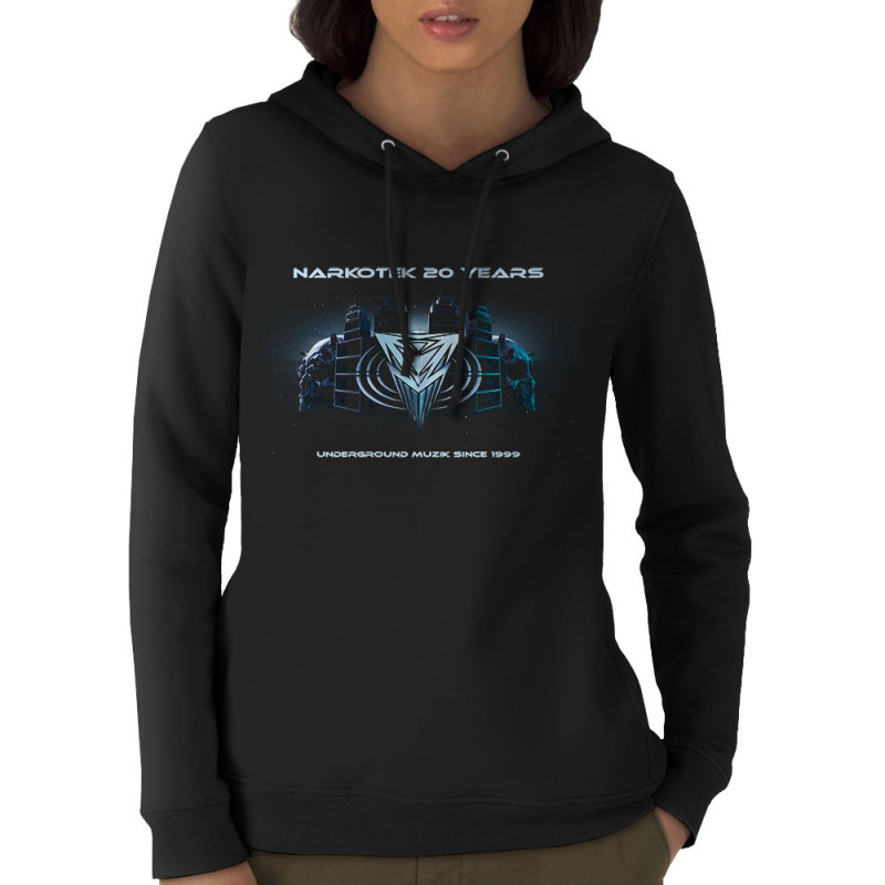 Sweat femme à capuche coton bio noir Narkotek - 20 years (Narkotek)