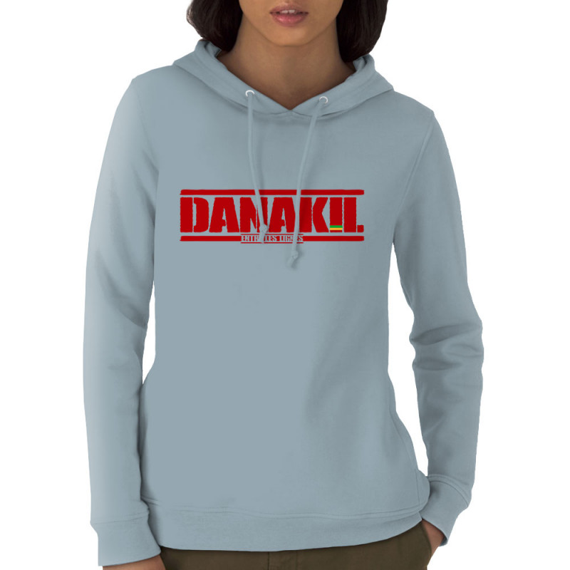 Sweat femme à capuche coton bio bleu ciel Danakil - Entre les lignes (Danakil)