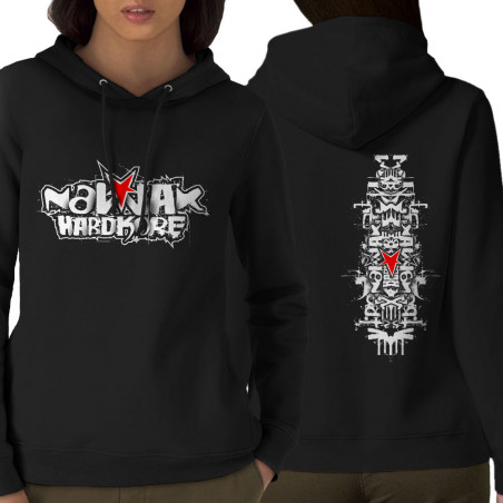 Sweat femme à capuche coton bio noir Nawak - Totem (Nawak)