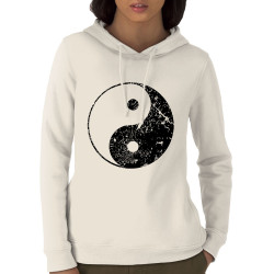 Sweat femme à capuche coton bio naturel Ying Yang (Ethnique)