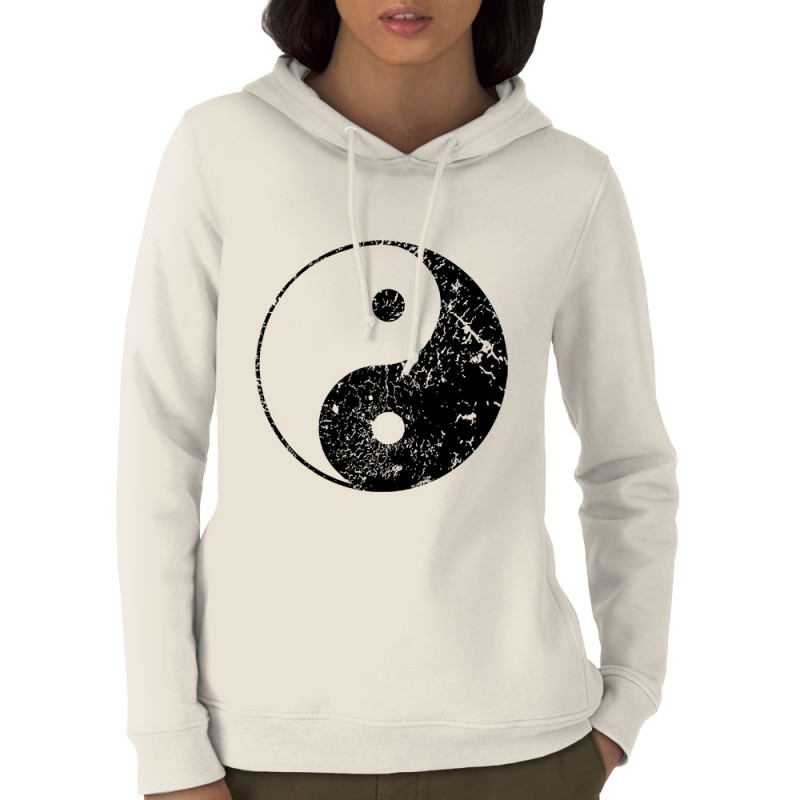 Sweat femme à capuche coton bio naturel Ying Yang (Ethnique)