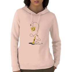 Sweat femme à capuche coton bio rose clair Bilboquet (Trabe,Humour)