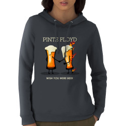 Sweat femme à capuche coton bio gris anthracite Pinte Floyd (Gondrax,Alcool,Humour)