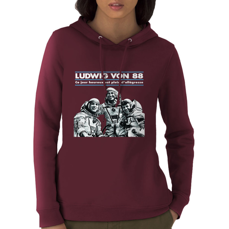 Sweat femme à capuche coton bio bordeaux Ludwig Von 88 - Ce jour heureux (Ludwig Von 88)