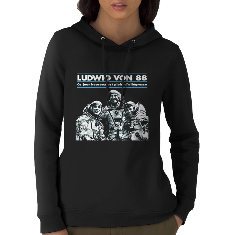 Sweat femme à capuche coton bio noir Ludwig Von 88 - Ce jour heureux (Ludwig Von 88)