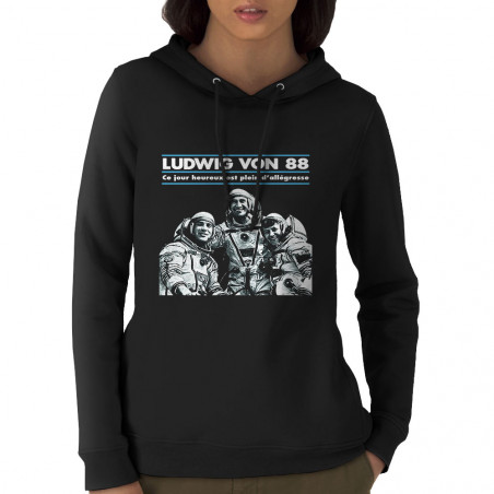 Sweat femme à capuche coton bio noir Ludwig Von 88 - Ce jour heureux (Ludwig Von 88)