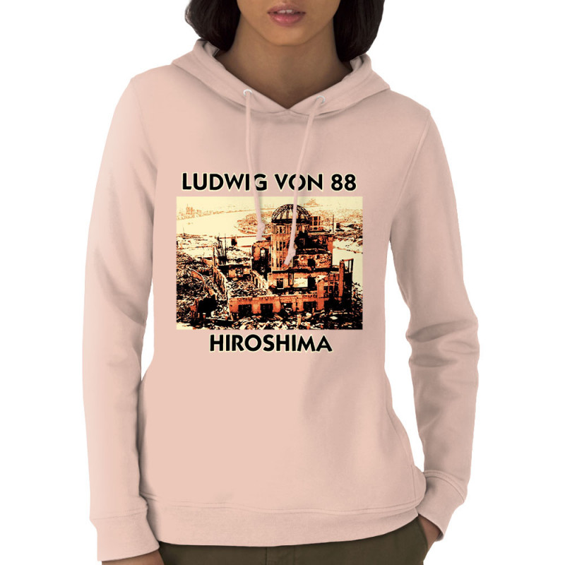 Sweat femme à capuche coton bio rose clair Ludwig Von 88 - Hiroshima (Ludwig Von 88)