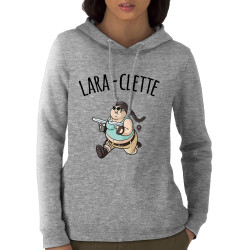 Sweat femme à capuche coton bio gris chiné Lara-Clette (A²,Films/Séries,Humour)