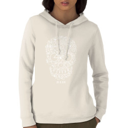 Sweat femme à capuche coton bio naturel Bike or Death (Caffein Art,Ecologie,Têtes de morts,Vélo)